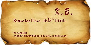 Kosztolicz Bálint névjegykártya
