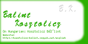 balint kosztolicz business card